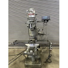 BRIDGEPORT 1J VERTICAL MILLING MACHINE WITH 9" x 48" TABLE SERVO POWER FEED AND FUTUBA 2-AXIS DIGITAL READ OUT