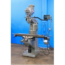 BRIDGEPORT 2 HP VARIABLE SPEED VERTICAL MILLING MACHINE WITH 9" x 48" TABLE ACU-RITE DIGITAL READ OUT BRIDGEPORT POWER FEED CHROME WAYS AND RISER BLOCK