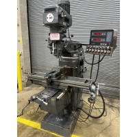 LAGUN HEAVY DUTY VERTICAL MILLING MACHINE MODEL FTV-1 WITH ACU-RITE DIGITAL READ OUT LONGITUDINAL POWER FEED AND KURT SWIVEL VISE
