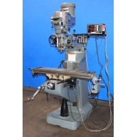 BRIDGEPORT 2 HP VERTICAL MILLING MACHINE WITH TRAK 2-AXIS DRO SERVO POWER FEED, CHROME WAYS, 9" x 42" TABLE, SUPER CONDITION
