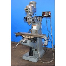 BRIDGEPORT 2 HP VERTICAL MILLING MACHINE WITH TRAK 2-AXIS DRO SERVO POWER FEED, CHROME WAYS, 9" x 42" TABLE, SUPER CONDITION